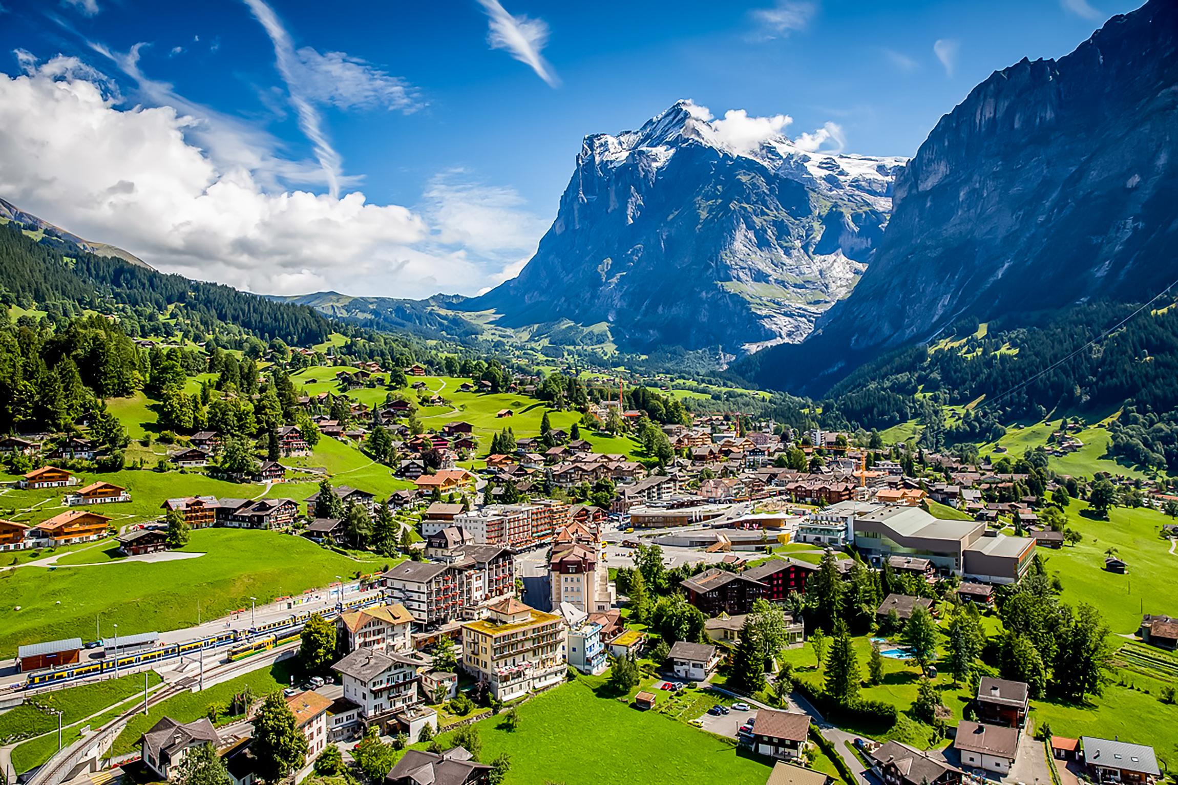 Day trip to Grindelwald, Lauterbrunnen and Interlaken in the Jungfrau region, Switzerland, beneath the Eiger, Mönch and Jungfrau peaks